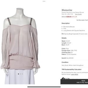 Blumarine Blugirl off the shoulder sheer pale pink top with chain strap